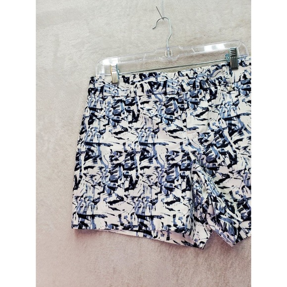 Calvin Klein Short Women Size 8 White Geo Print Cotton Slash Pockets Medium Wash - Picture 4 of 9